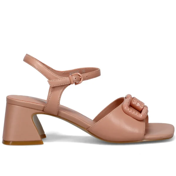 SANDALI PELLE NUDE CON FIBBIA