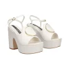 SANDALI PELLE PLATEAU BIANCO