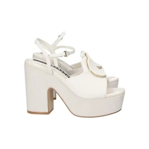 SANDALI PELLE PLATEAU BIANCO