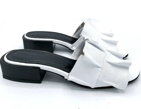 SANDALI PELLE ROUCHES BIANCO
