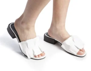 SANDALI PELLE ROUCHES BIANCO