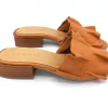 SANDALI PELLE ROUCHES CUOIO