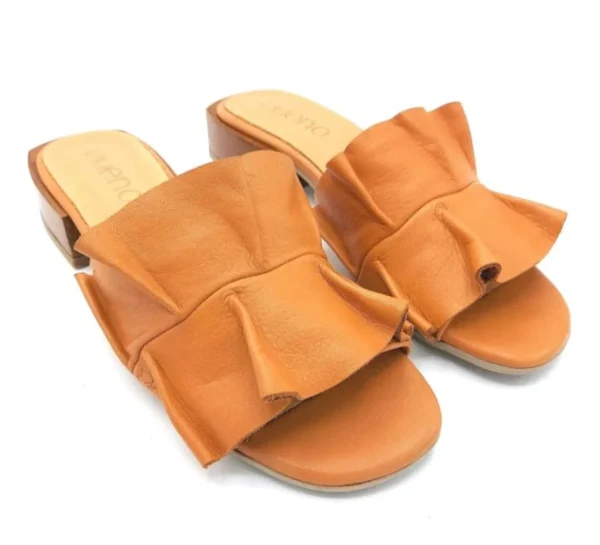 SANDALI PELLE ROUCHES CUOIO