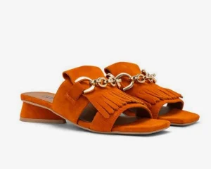 SANDALI PELLE SALLY FRANGE ARANCIO