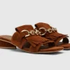 SANDALI PELLE SALLY FRINGE BRANDY