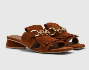 SANDALI PELLE SALLY FRINGE BRANDY