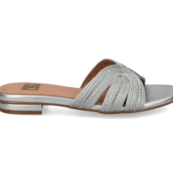 SANDALI PEND EFFETTO INTRECCIATO CON STRASS SILVER