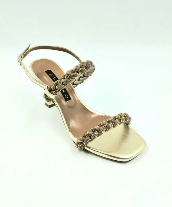 SANDALI PLATINO TRECCE STRASS