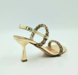 SANDALI PLATINO TRECCE STRASS