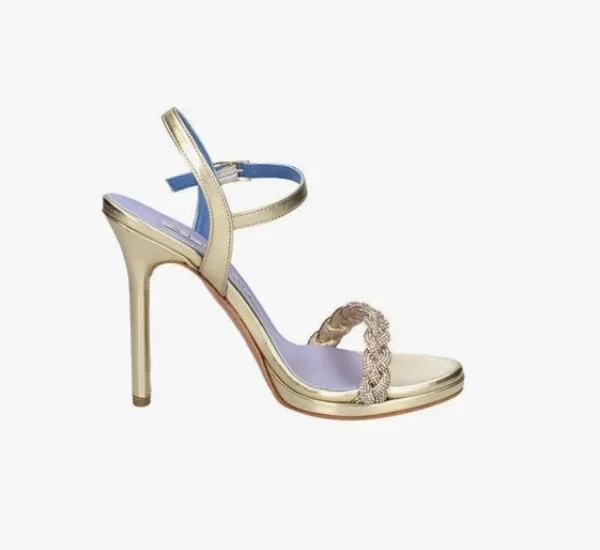 SANDALI PLATINO TRECCIA STRASS