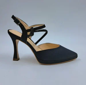 SANDALI RASO CON NODO STRASS SLINGBACK NERO
