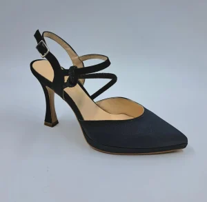 SANDALI RASO CON NODO STRASS SLINGBACK NERO