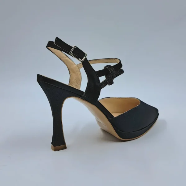 SANDALI RASO CON NODO STRASS SLINGBACK NERO