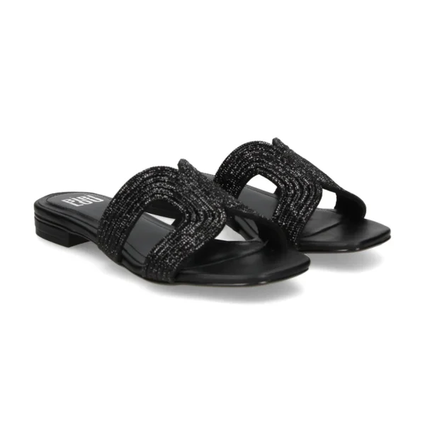 SANDALI SPONGECAKE BLACK MICRO STRASS