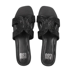 SANDALI SPONGECAKE BLACK MICRO STRASS