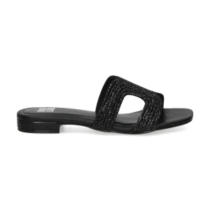 SANDALI SPONGECAKE BLACK MICRO STRASS