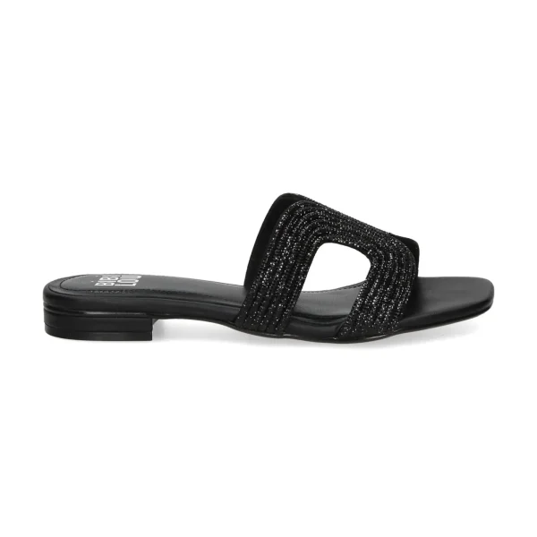 SANDALI SPONGECAKE BLACK MICRO STRASS