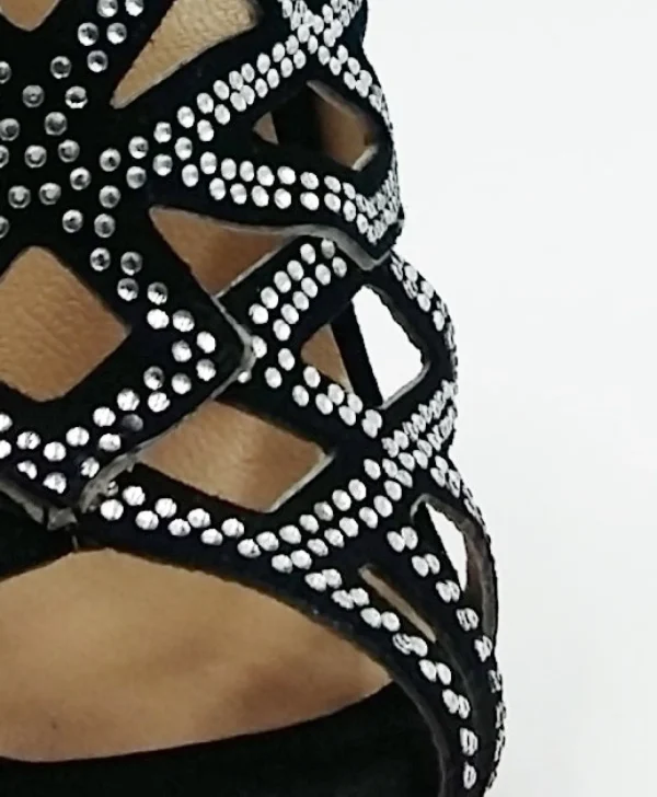 SANDALI TRONCHETTO DONNA PELLE SCAMOSCIATA STRASS