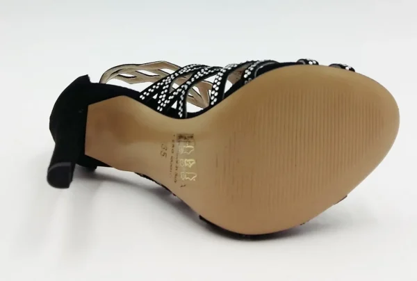 SANDALI TRONCHETTO DONNA PELLE SCAMOSCIATA STRASS