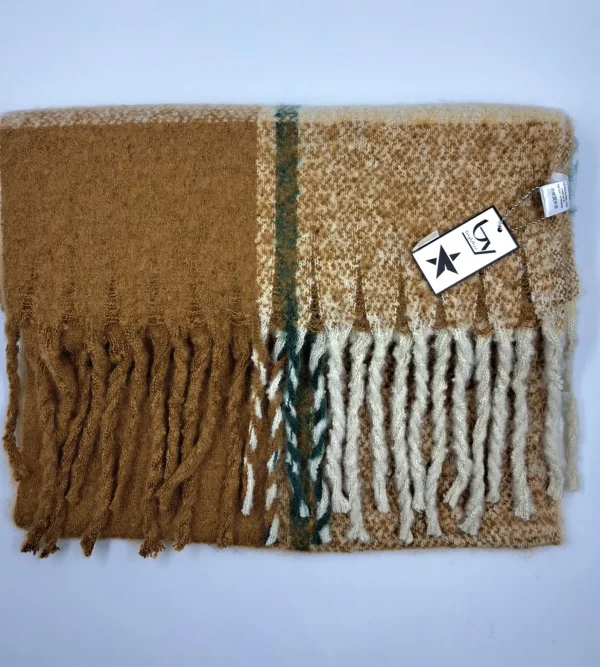 SCIARPE MORBIDA CAMEL DETTAGLIO VERDE