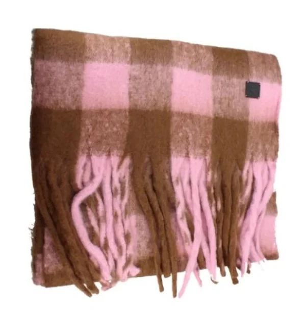 SCIARPE MORBIDA SCACCHI NOCCIOLA ROSA