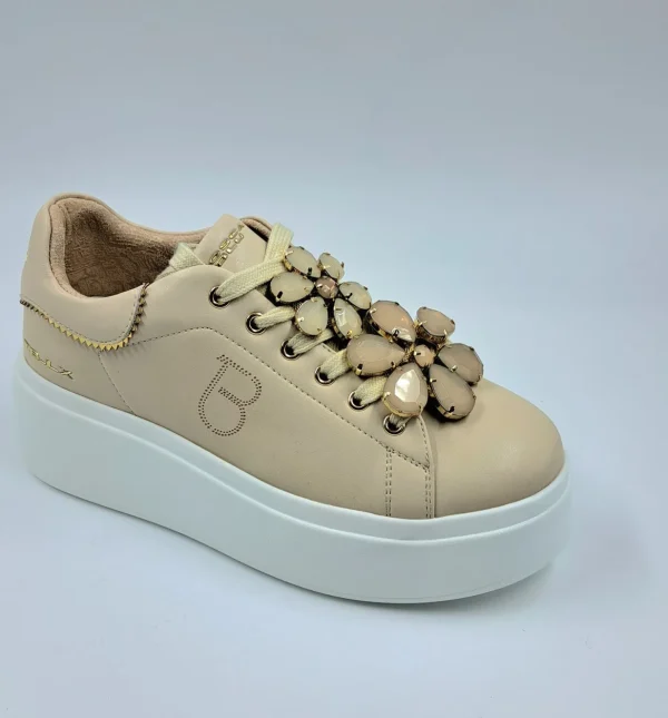 SNEAKERS PELLE BEIGE ELETTRA TOSCA BLU CHARMS FIORI