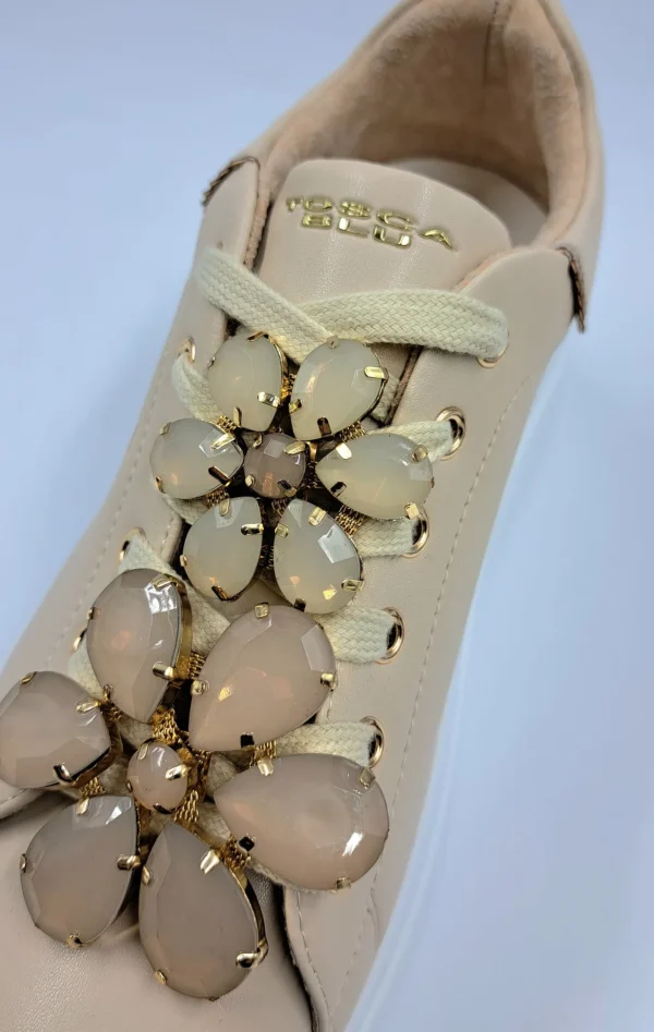SNEAKERS PELLE BEIGE ELETTRA TOSCA BLU CHARMS FIORI