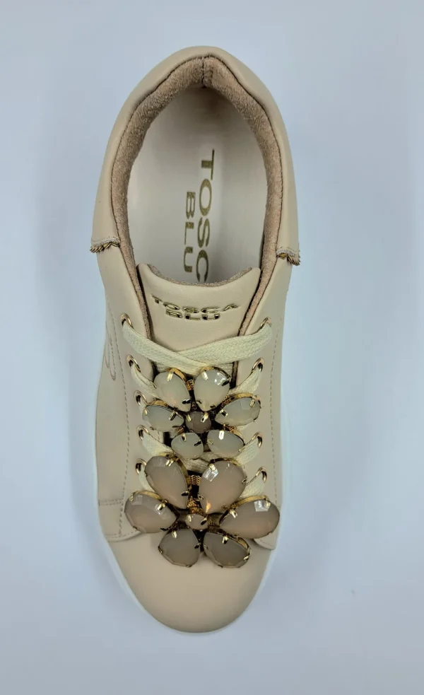 SNEAKERS PELLE BEIGE ELETTRA TOSCA BLU CHARMS FIORI