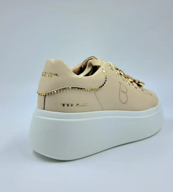 SNEAKERS PELLE BEIGE ELETTRA TOSCA BLU CHARMS FIORI