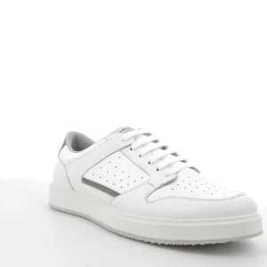 SNEAKERS PELLE BIANCA DETTAGLI GRIGI