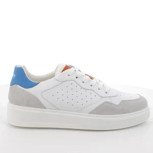 SNEAKERS PELLE BIANCA DETTAGLI CELESTI
