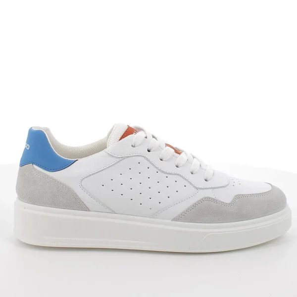 SNEAKERS PELLE BIANCA DETTAGLI CELESTI