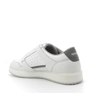 SNEAKERS PELLE BIANCA DETTAGLI GRIGI