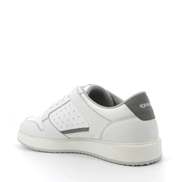 SNEAKERS PELLE BIANCA DETTAGLI GRIGI