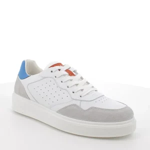 SNEAKERS PELLE BIANCA DETTAGLI CELESTI