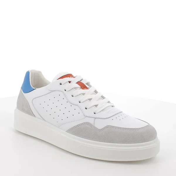 SNEAKERS PELLE BIANCA DETTAGLI CELESTI