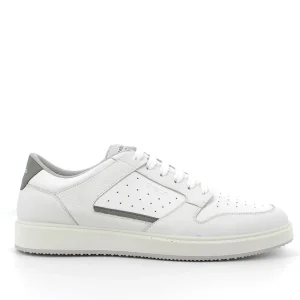 SNEAKERS PELLE BIANCA DETTAGLI GRIGI