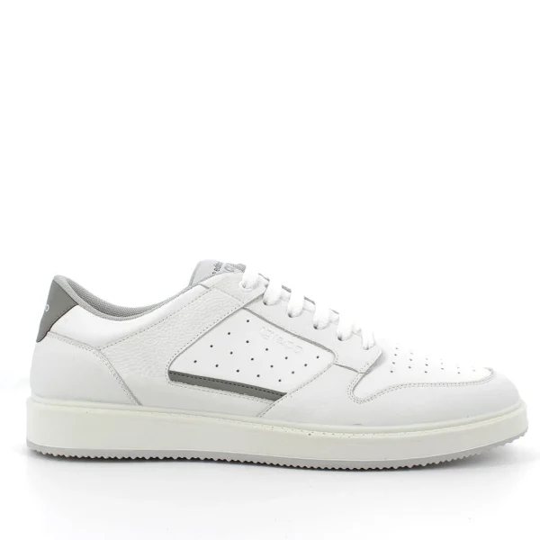 SNEAKERS PELLE BIANCA DETTAGLI GRIGI