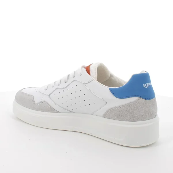 SNEAKERS PELLE BIANCA DETTAGLI CELESTI