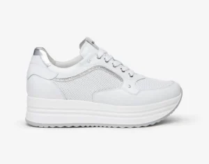 SNEAKERS PELLE BIANCA MICRO STRASS