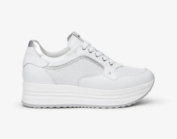 SNEAKERS PELLE BIANCA MICRO STRASS