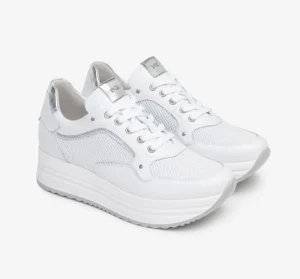 SNEAKERS PELLE BIANCA MICRO STRASS