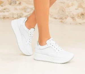 SNEAKERS PELLE BIANCA MICRO STRASS