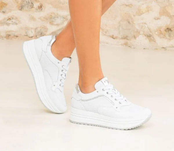 SNEAKERS PELLE BIANCA MICRO STRASS
