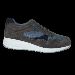 SNEAKERS PELLE E TESSUTO TECNICO GRIGIO