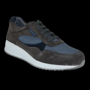 SNEAKERS PELLE E TESSUTO TECNICO GRIGIO