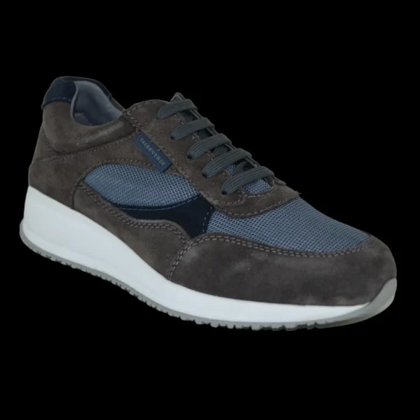 SNEAKERS PELLE E TESSUTO TECNICO GRIGIO