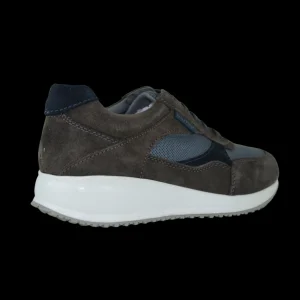 SNEAKERS PELLE E TESSUTO TECNICO GRIGIO