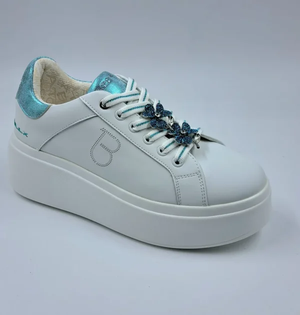 SNEAKERS PELLE ELETTRA TOSCA BLU CHARMS FIORI CELESTE