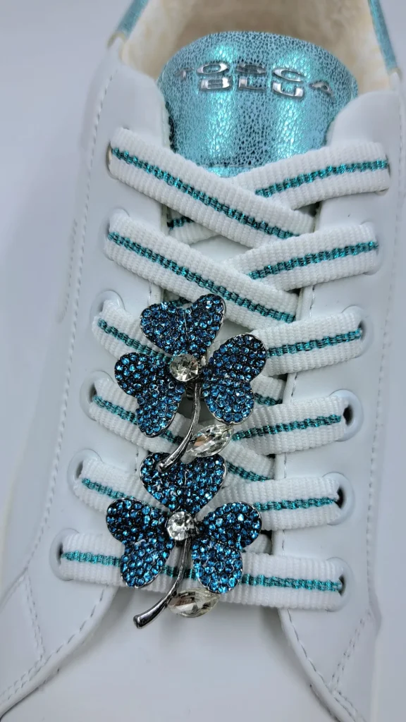 SNEAKERS PELLE ELETTRA TOSCA BLU CHARMS FIORI CELESTE